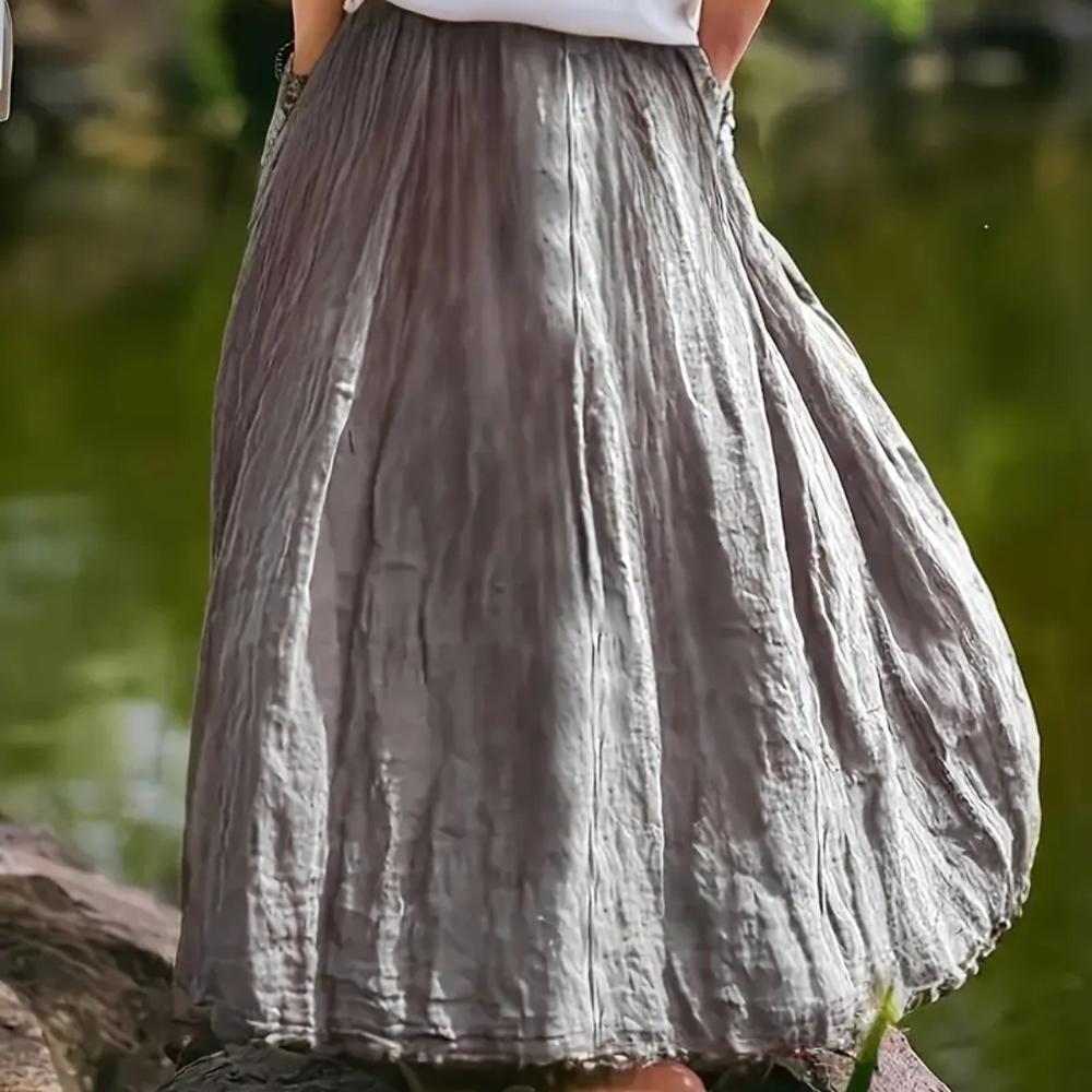 Gray Lined Maxi Skirt w/ Pockets - NWT! (Multiple Sizes Available) - Picture 2 of 6